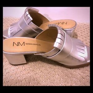Neiman Marcus silver mules